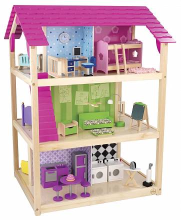 Кукольный домик для Барби - Самый роскошный, с мебелью 45 элементов, на колесиках 